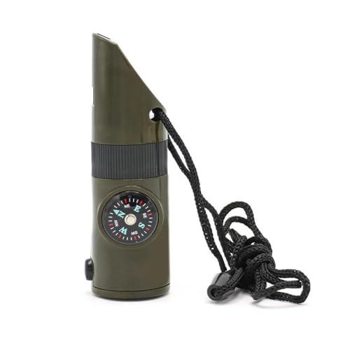 Outdoor Camping, Multi-Functional Whistle, Survival Whistle for Travelers, Survival Whistle with Flashlight, Thermometer, Compass, Flashlight