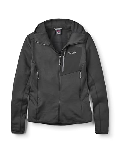Rab Women’s Ascendor Hoody - Full-Zip Fleece Coat for Climbing, Skiing, & Mountaineering - Black - Small