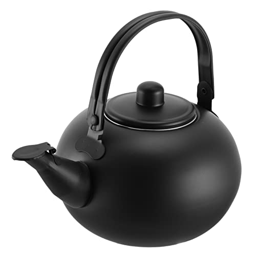 UKCOCO Stainless Steel Tea Kettle with Long Filter 18cm Black Boiling Kettle for Outdoor Water Heating and Household Brewing