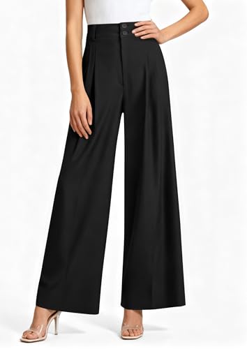 PRETTYGARDEN High-Waist Wide-Leg Palazzo Pants (Black) — view 5