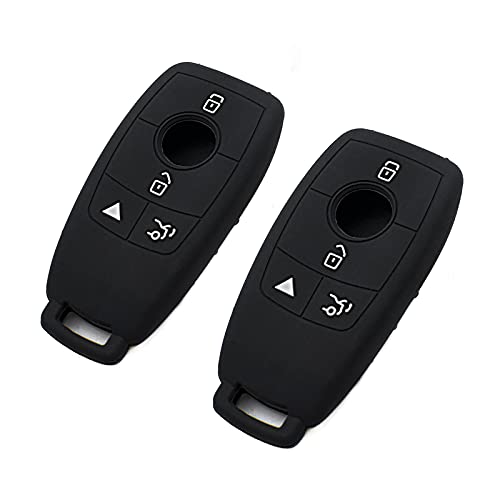 EYANBIS Silicone Key Fob Cover Fit for Mercedes Benz 2017-2021 E-Class 2018-2021 S-Class W213 2019-2021 A-Class C-Class G-Class | Car Accessories | Remote Key Protection Case - Black & Black