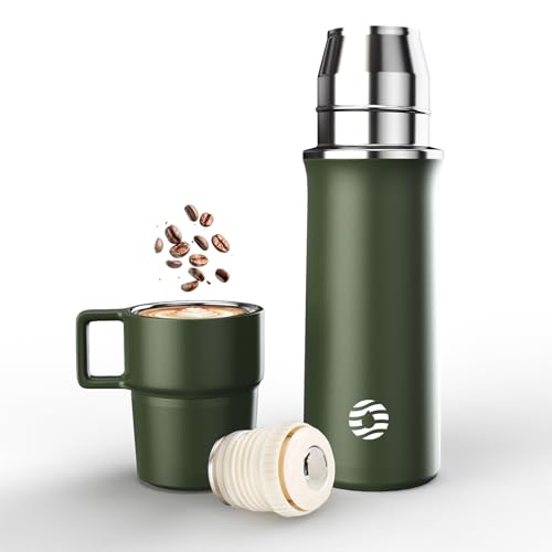 Healter Thermoskanne mit Becher 600ml Thermosflasche Kaffee...