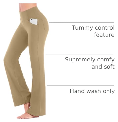 Image of Yoga Pants Women High Waist Workout Bootcut Flare Leggings with Pockets