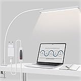 【96 LEDs Augenschutz ＆ Speicherfunktion】: Diese Schreibtisch lampe verfügt über 34cm lampenkopf und hocheffiziente 96 LEDs, die flimmerfrei und blendfrei sind, um Augenbelastungen durch flackerndes oder grelles Licht zu vermeiden. Dank der Speicherfunktion ruft die LED-Schreibtischlampe beim nächsten Einschalten automatisch den zuvor eingestellten Helligkeits- und Farbmodus ab. Diese Schreibtischlampe LED Dimmbar ist perfekt für lange Lesestunden, Lernen und Arbeiten geeignet.