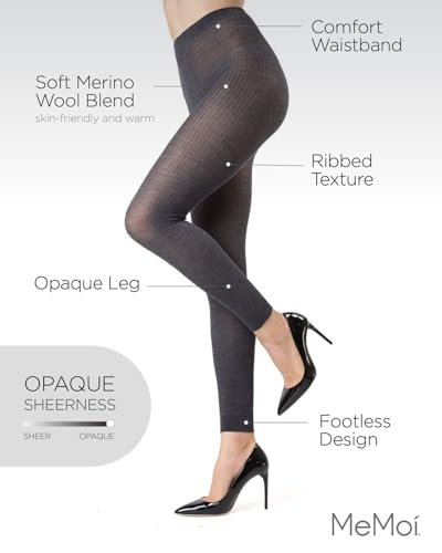 MeMoi Merino Wool Ribbed Footless Sweater Tights3