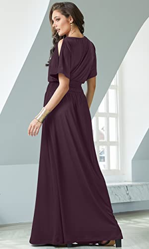 Image of KOH KOH Womens Split Sleeves Smocked Elegant Cocktail Long Maxi Dress