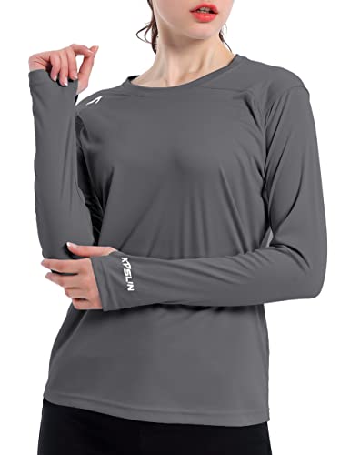 Women's UPF 50+ UV Sun Protection Shirt Outdoor Performance Long Sleeve Rash Guard Shirts for Hiking,Swim,Fishing(Grey,S)