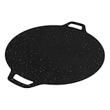 JECOMPRIS Parrilla Redonda de 32 Cm Antiadherente para Barbacoa, Sartén Portátil para Asar Carne y Camarones, Plancha Compatible Estufa de Camping para Cocina al Aire Libre