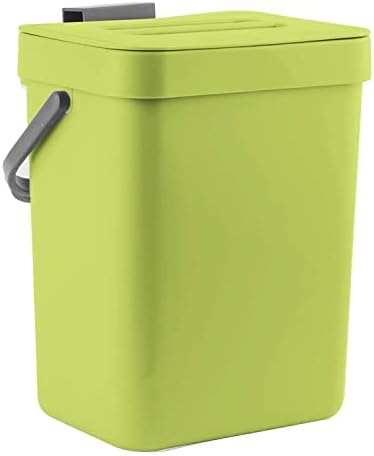 LALASTAR Food Waste Basket Bin for Kitchen, Small Countertop Compost Bin with Lid, Odor-Free Food Scrap Container, Wall Mounted Garbage Can, 3L/0.8 Gal, Green