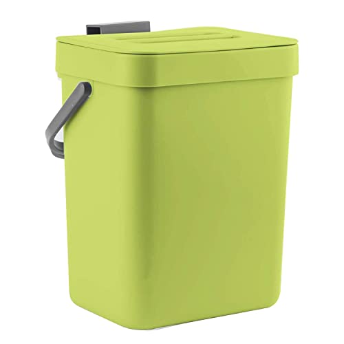 Lalastar Food Waste Basket Bin For Kitchen, Small Countertop Compost Bin With Lid, Odor-Free Food Scrap Container, Wall Mounted Garbage Can, 3L/0.8 Gal, Green #TOP20