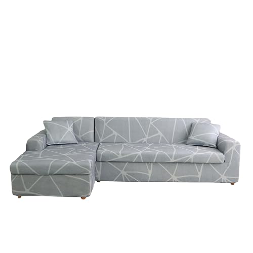 Sectional Couch Cover L Shape Sofa Cover 2 Pcs 3 Seater Stretch Printed Furniture Protector for Pets Kids by Elehealthy - Used condition - CA$46.51