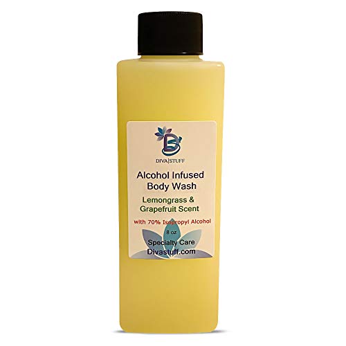 Body Wash with 70% Alcohol to Soothe and Cleanse the Skin, 8oz - Lemongrass and Grapefruit Scent (Made in USA)