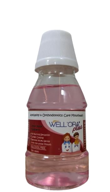 Pack of 2 WELL'ORA Plus Anticavity & Orthodontic Mouthwash, kids mouthwash, raspberry flavour-image-28