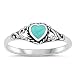 Simulated Turquoise Heart Love Promise Ring Bali New .925 Sterling Silver Band Size 5 (RNG15212-5)
