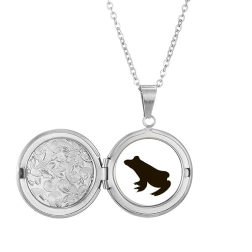 Collier grenouille noire femme médaillon pendentif anniversaire