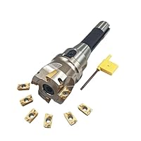RHFGYY 50mm R8-FMB22 Halterverlängerung Stirnfräser mit 400R-50-22 Planfräse 10 Stück APMT1604PDER-DP Hartmetall-Wendeschneidplatten + T15 Schlüssel für CNC-Maschinen, Metallbearbeitung