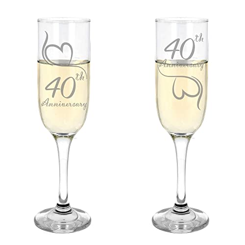 Always Looking Good Lot de 2 flûtes à champagne gravées 40ème anniversaire de mariage (ALG)
