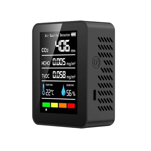 臭気測定器 空気質モニター CO2 TVOC 湿度温度検出器 モニタリング ホームエアテスター 継続使用(Black)