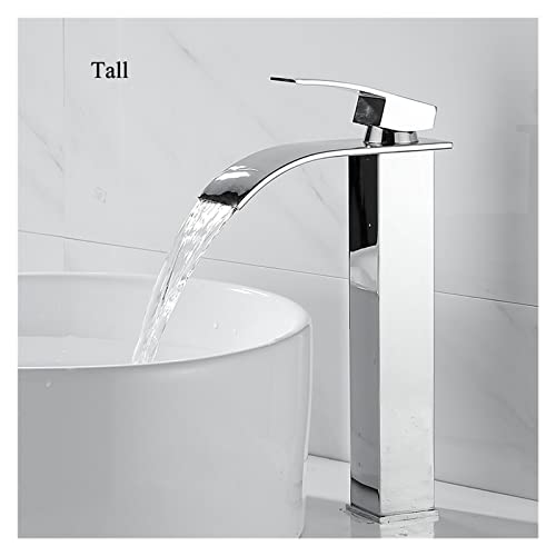 Robinet de salle de bains pour vasque à poser style moderne cascade chrome - 3