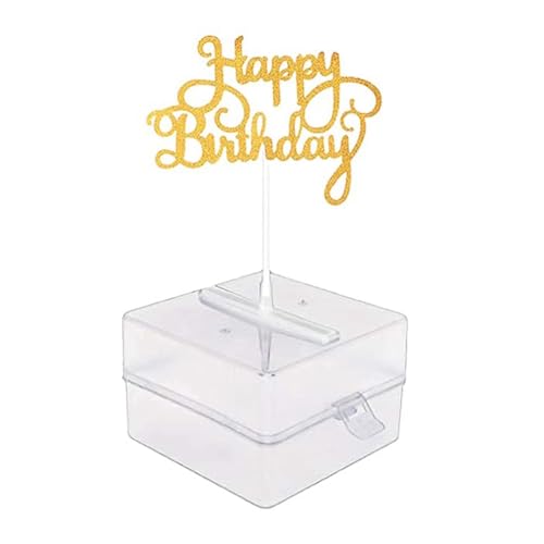 Vocdikficy Juego de Hucha para Tartas, Molde para Hacer Tartas con Dinero, Hucha para Cajero AutomáTico con DecoracióN para Tarta de Feliz CumpleañOs con Purpurina Dorada