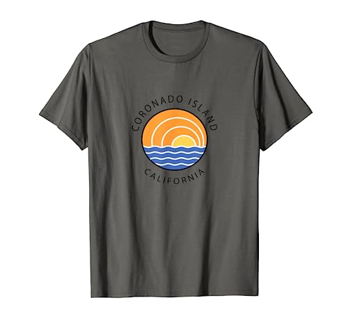 Coronado Island Colorido Retro Sunset Fun Ocean Wave Novedad Camiseta