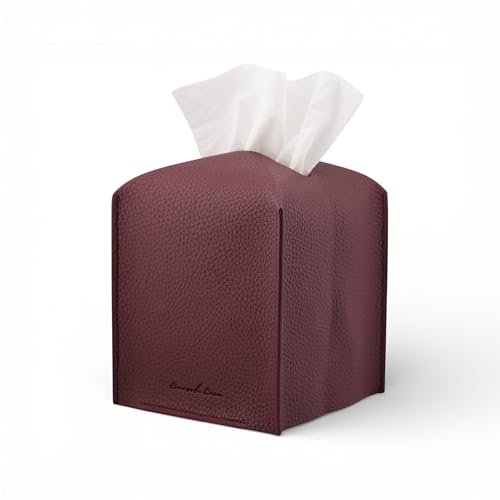Connsole Casa Premium PU Leather Tissue Box Holder - Elegant Hotel-Style Tissue Box Cover for Home, Office & Car Decor, Tissues Cube Organizer for a Natural & Classic Look (D-Brown)
