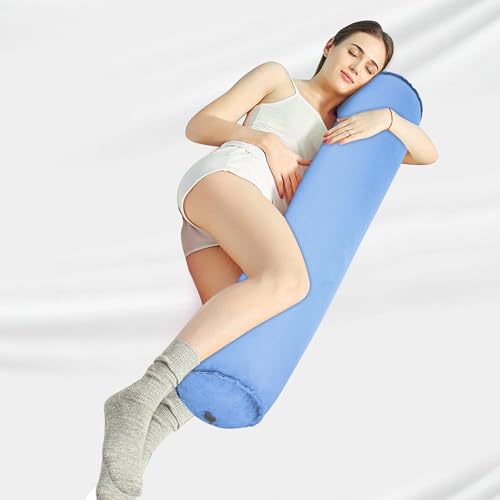 Almohada inflable cuerpo 120 cm cilíndrica azul miniatura 1