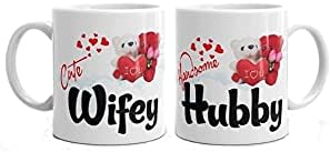 Generic Ndvs Gift Cup on Order as customised Cup for Hubby & Wife in Born China Material, WHITE, 69 Ounce