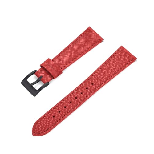Correa de cuero genuino de 20 mm en color rojo y negro para sustitución de relojes clásicos