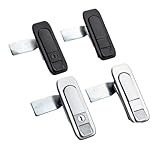 Push-Button Flat Turn-Into-Lock Mechanism Zinc Alloy Silver Black Industrial Cabinet Push-to-Open Handle Lock 1Pcs(Zincalloyblackwithlock)