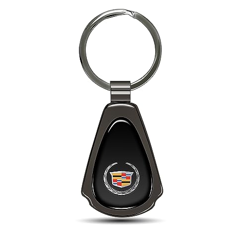 iPick Image for Cadillac Logo Black Dome Gunmetal Black Metal Teardrop Key Chain