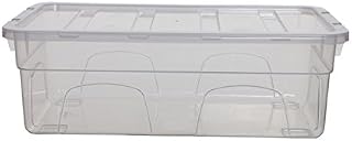 Whitefurze Ladies Shoe Storage Box WITH LID CLEAR PLASTIC STACK ABLE UNIT (Pack of 10)