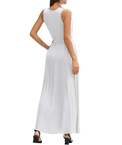 Image of LILBETTER Women Sleeveless Deep V Neck Loose Plain Long Maxi Casual Dress