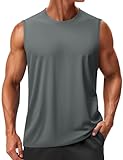 TACVASEN Bodybuilding Shirt Herren Tanktops Achselshirts Sonnenschutz Sport Trägershirt Fitness Unterhemd Sleeveless Laufshirt für Männer (L, Dunkelgrau)