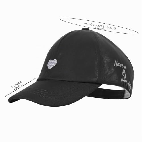 OhMill Casquette de Baseball Respirante pour Enfants Été Casquette à Couronne Ouverte pour Filles avec Boucle pour Queue de Cheval Chapeau de Soleil Tendance Enfants avec Motif Cœur Réglable 48-54 CM – vue 7