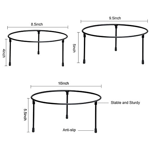 Hpc Decor Set Of 3 Black Metal Wire Pizza Pan Riser Stands- Round Pizza Tray Riser Rack - Tabletop Display Racks For Food Platter Tray- Metal Display Stands For Home, Restaurant And Party #TOP1
