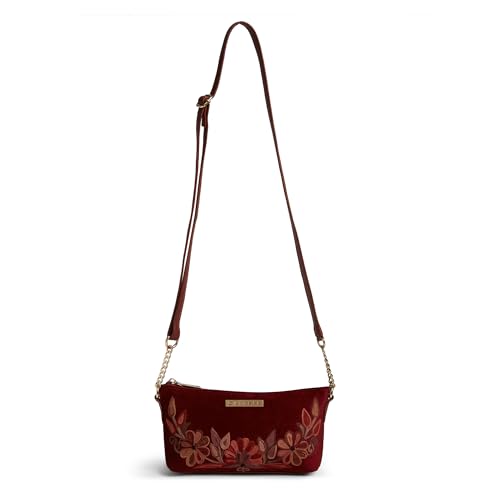 Image of Caprese Siji Tresna Small Sling Bag for Women | Kashida Embroidery Crossbody with Adjustable Strap & Secured Zip Closure | Stylish Handbag for Everyday Use, Travel & Special Occasions
