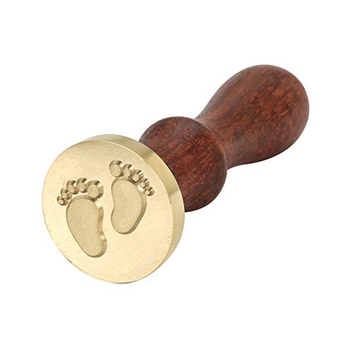 Baby Series Wax Seal Stamp, Yoption Baby Footprints Brass Head Wooden Handle Sealing Stamp for Baby Shower Party Invitation