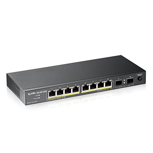 Zyxel 10 Port PoE Switch, Black, 10-Port | PoE+ | 2x SFP