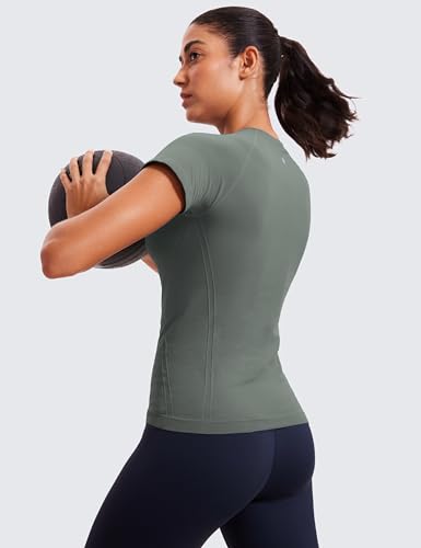 Image of CRZ YOGA Seamless T-Shirt Hip Length | Training, Chafe-Free, Slim Fit, Raglan Sleeves, Mesh Vents, Workout, Short Sleeve Tops for Women