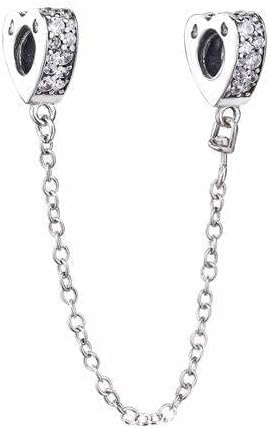 CWOne Designs Safety Chain Collection Bracelet Charms Authentic S925 Sterling Silver Safety Chain Stoppers for Charm Bracelets with Gift Pouch