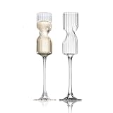 Fioance Elegant Spiral Champagne Flutes Set of 2 – Hand-Blown Crystal Glass, 4.5 oz Capacity – Perfect for Weddings, Anniversaries, Special Occasions – Lead-Free Champagne Glasses. (Vertical Ridges)