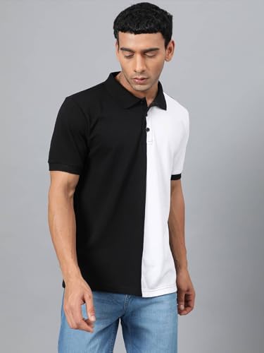 Image of KOTTY Men Solid Spread Collar Cotton Blend T-Shirt