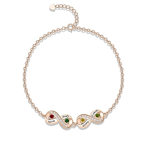 BABOOM Custom Mother Bracelet With 1-8 Birthstones Personalized Infinity Name Bracelet Engraved Birthstone Bracelets Gifts For Women Mother Daughter Wife3