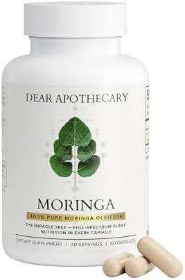 Moringa Oleifera Capsules 800mg – Pure Leaf Powder Superfood with Antioxidants Vitamins Minerals Amino Acids – Energy Immune Support Green Supplement for Men Women – Vegan Non-GMO – 60 Count