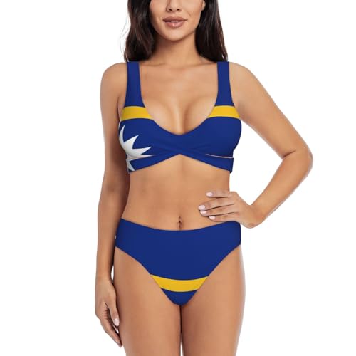 Maillot de bain femme ventre plat à motif drapeau de Nauru