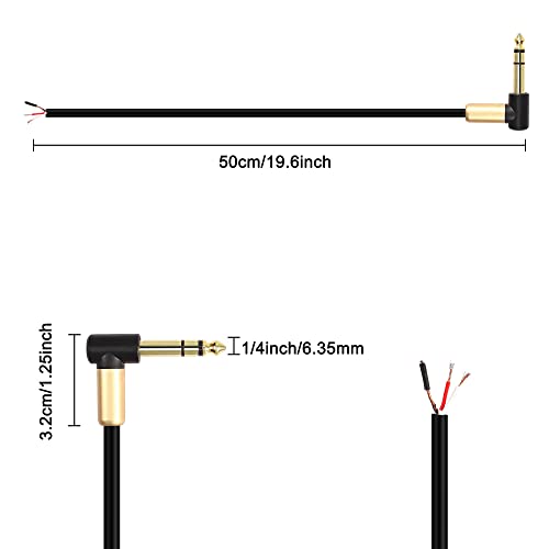 Cable de audio 6.35mm TRS Pigtail 0.5 m miniatura 2