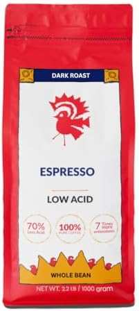 Puroast Low Acid Whole Bean Coffee, Espresso Roast, Dark Roast, 2.2 LB