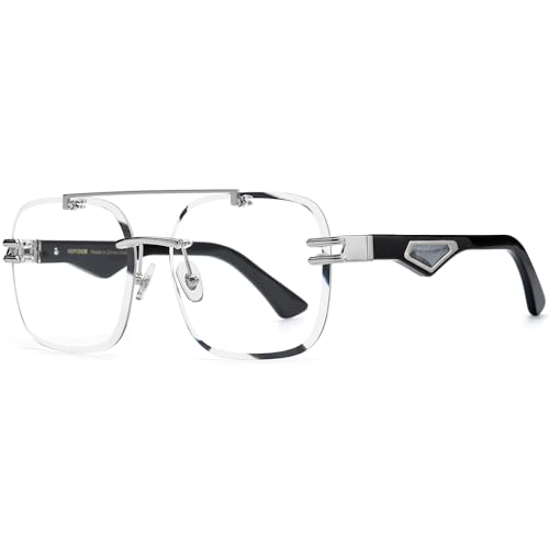 Image of HEPIDEM Really Buffalo Horn Handmade Glasses Frame,Oversize Big Square Rimless Buffs Eyeglasses 0042