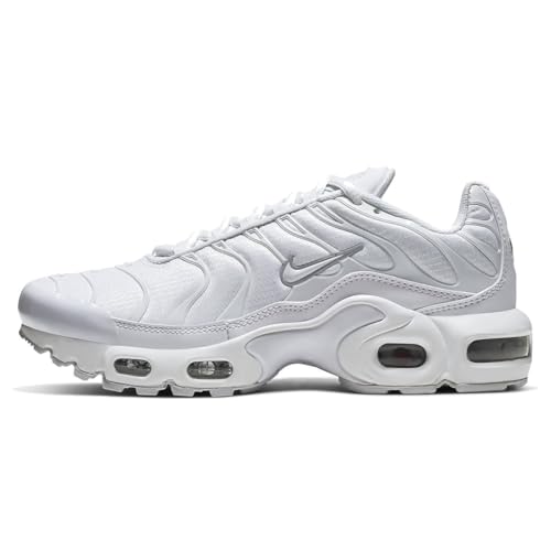 NIKE Air Max Plus GS Great School - Zapatillas deportivas de moda, Blanco Metálico Plateado Blanco, 37.5 EU